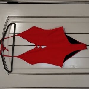 Fredericks of Hollywood Red Cheeky One Piece Bathing Swim Suit Size XL